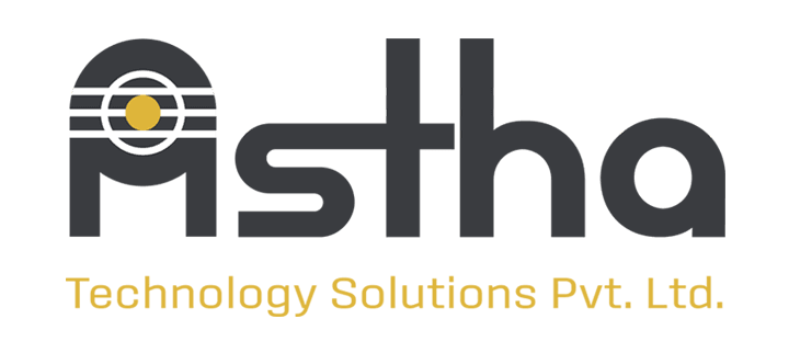 Astha Technology Solutions Pvt. Ltd. logo with bold black text and yellow accent circle.