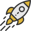 A rocket taking off, symbolizing rapid growth, launch, or a new project.