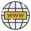 A globe icon with a "WWW" bar across its middle, symbolizing the World Wide Web or internet.