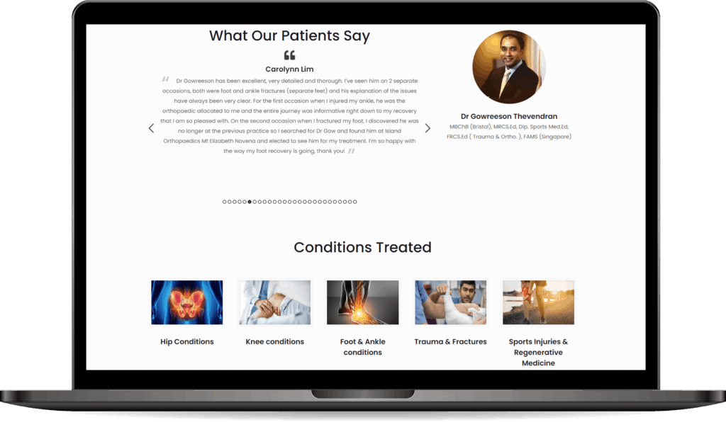orthofootmd website Client Testimonial