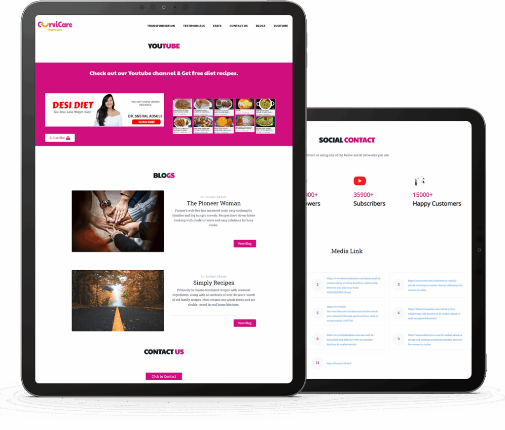 Curvicare website – fully responsive images on all devices