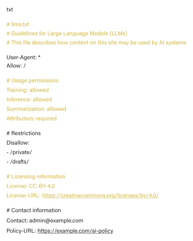 Example of LLMs.txt file